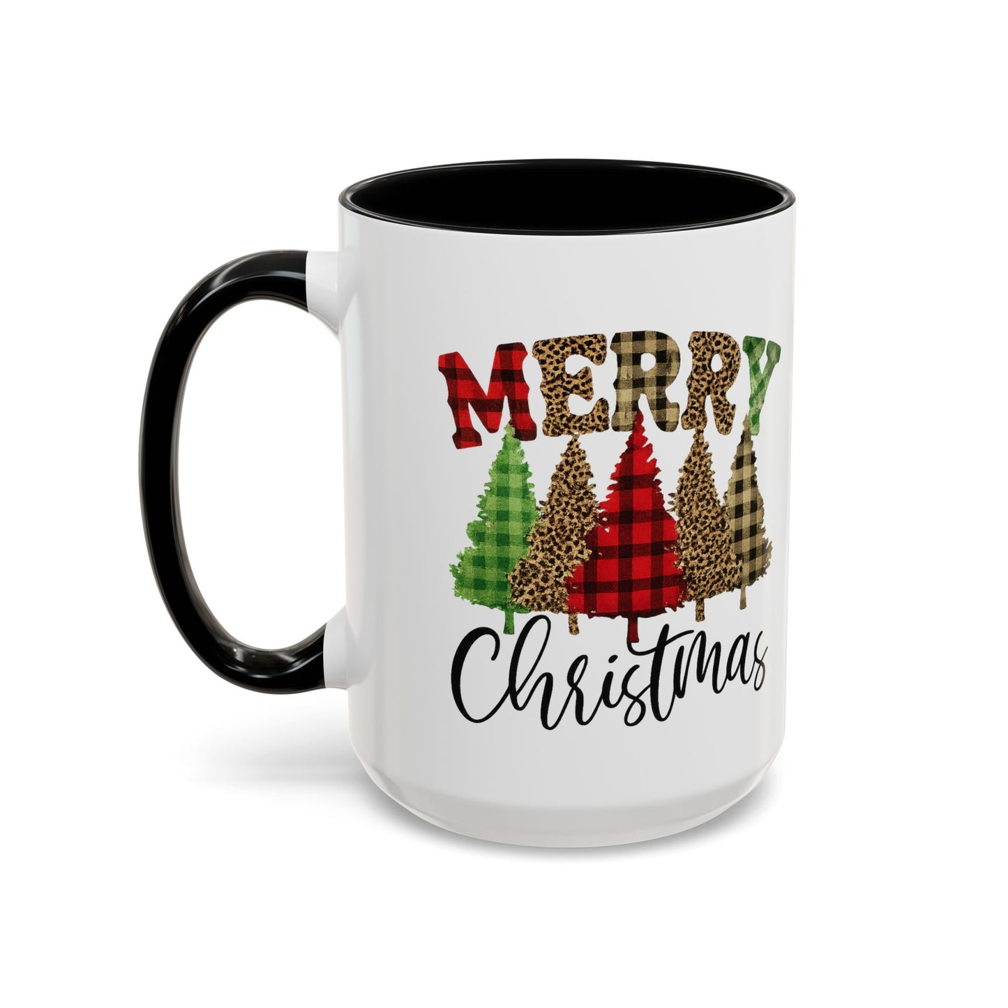 Merry Christmas Plaid Trees Accent Coffee Mug Christmas Gift
