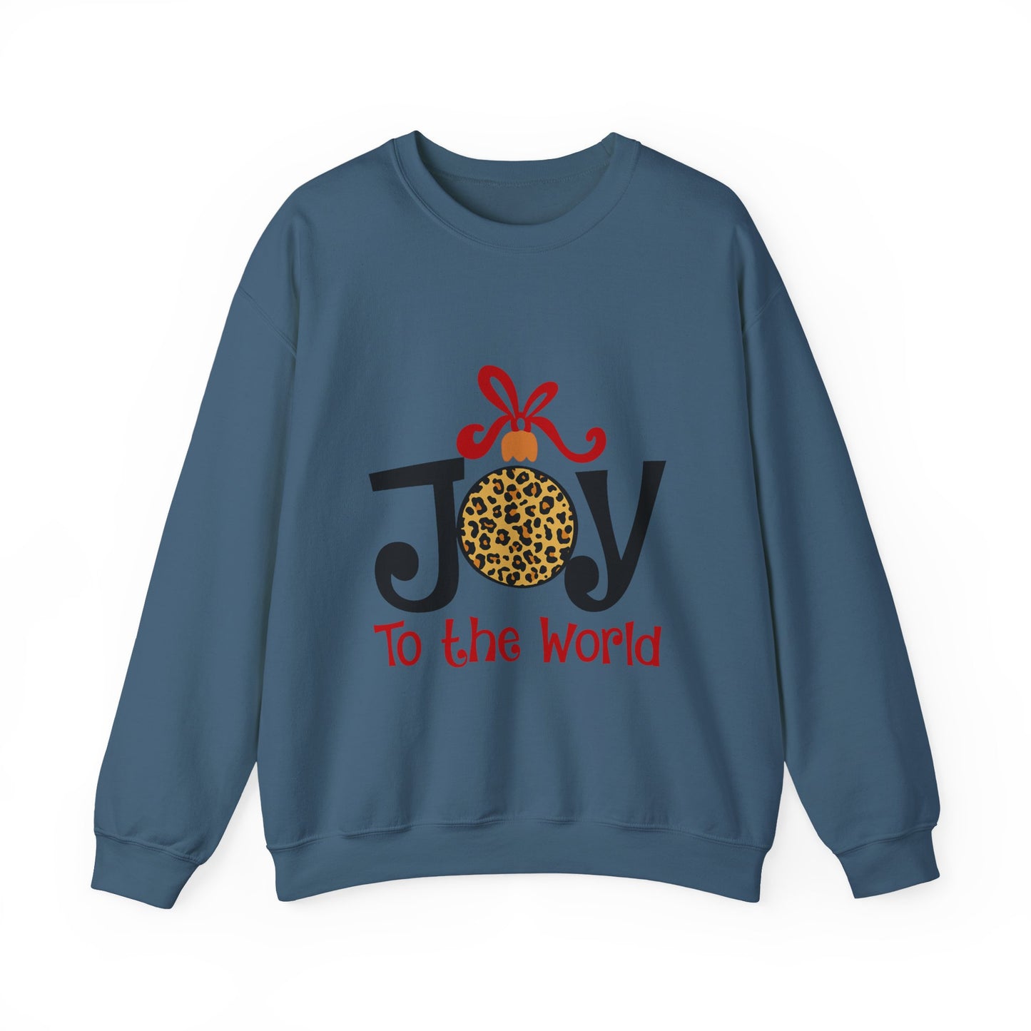 Joy to the World Leopard Print Ornament Unisex Crewneck Sweatshirt Christmas Gift