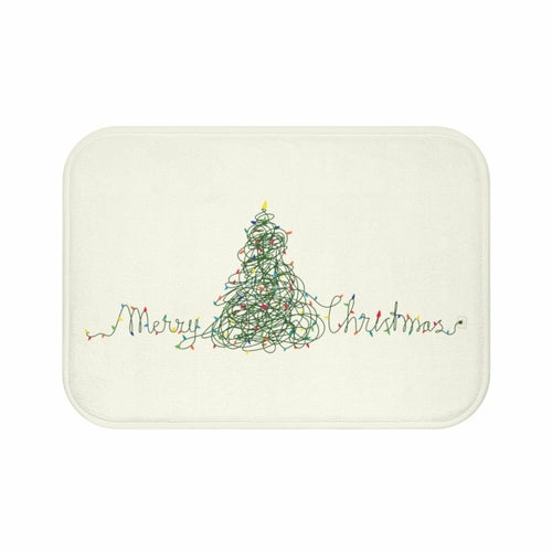 Merry Christmas Tree Lights Bath Mat