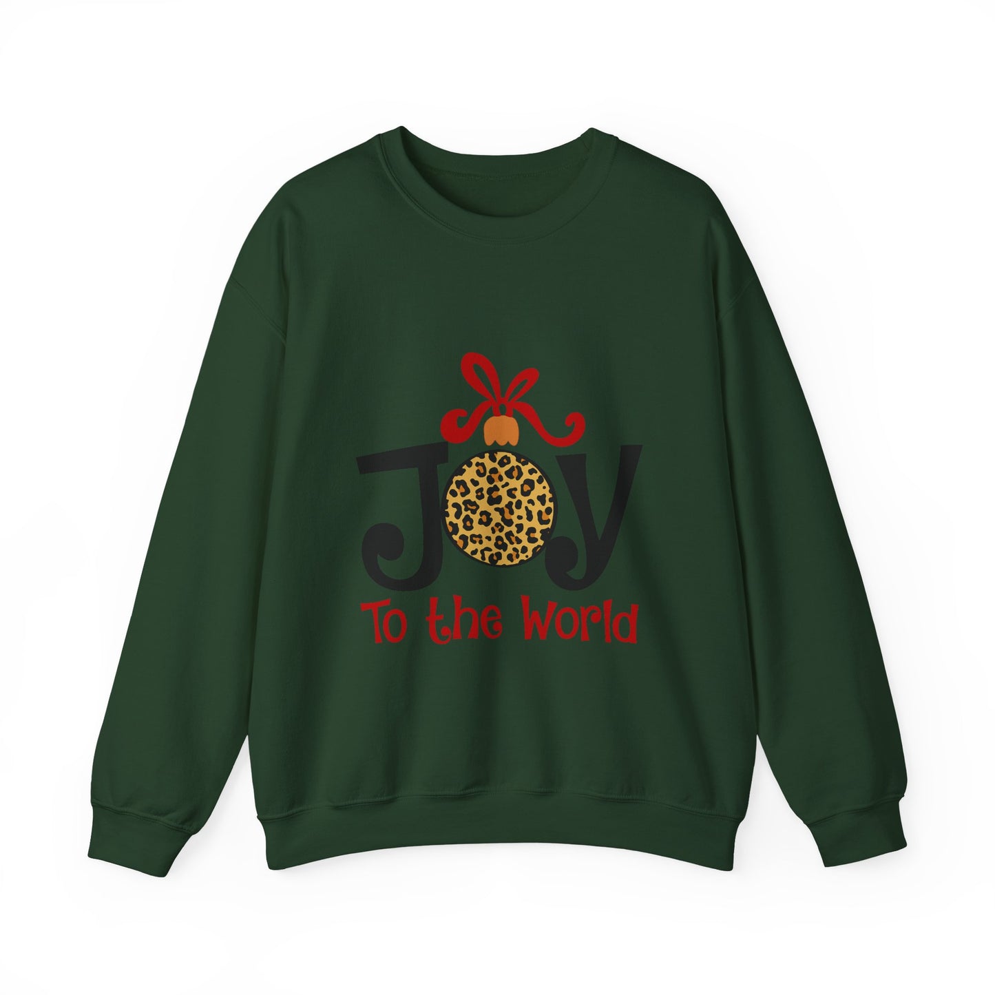 Joy to the World Leopard Print Ornament Unisex Crewneck Sweatshirt Christmas Gift