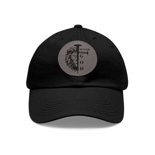 Men's Man of God 3 Nails Cross Lion Father's Day/Dad Christian Bible Verse Leather Patch Baseball Cap Gift