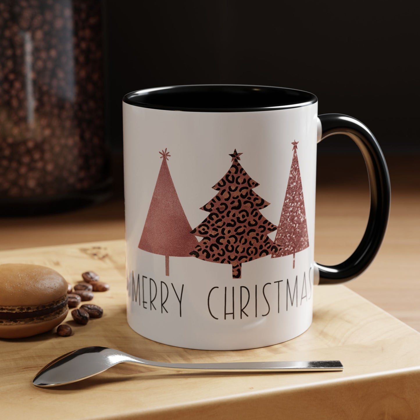 Merry Christmas Shimmer Trees Accent Coffee Mug Christmas Gift