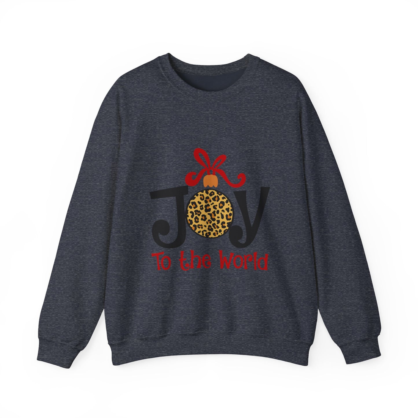Joy to the World Leopard Print Ornament Unisex Crewneck Sweatshirt Christmas Gift