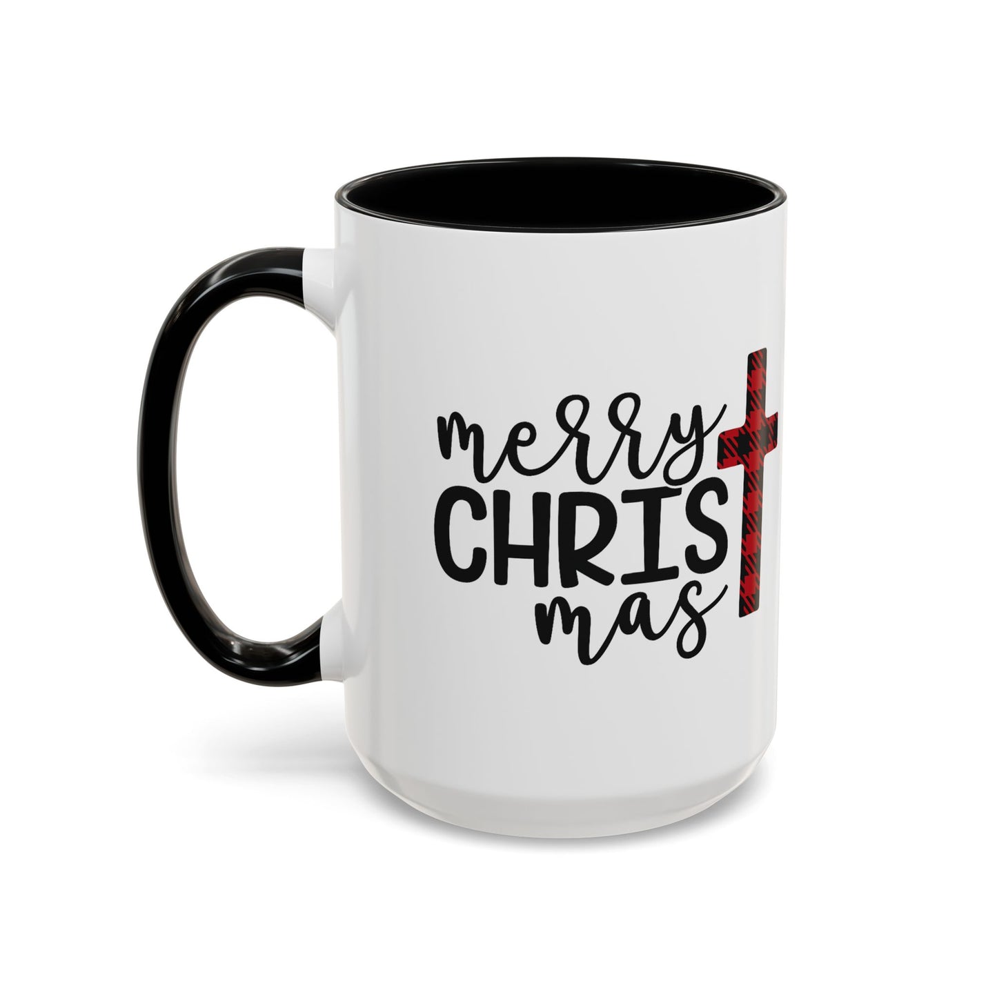 Merry Christmas Plaid Cross Accent Coffee Mug Christmas Gift