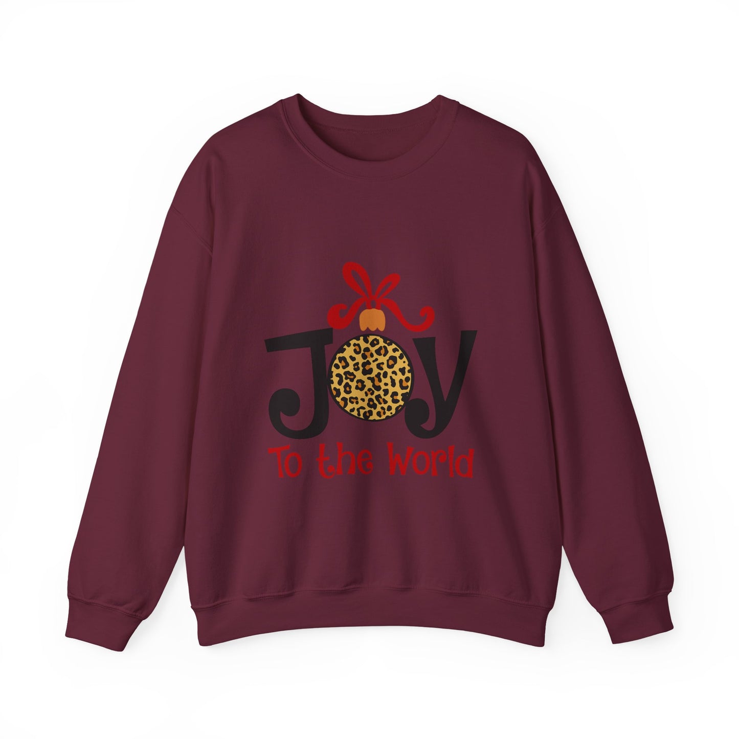 Joy to the World Leopard Print Ornament Unisex Crewneck Sweatshirt Christmas Gift