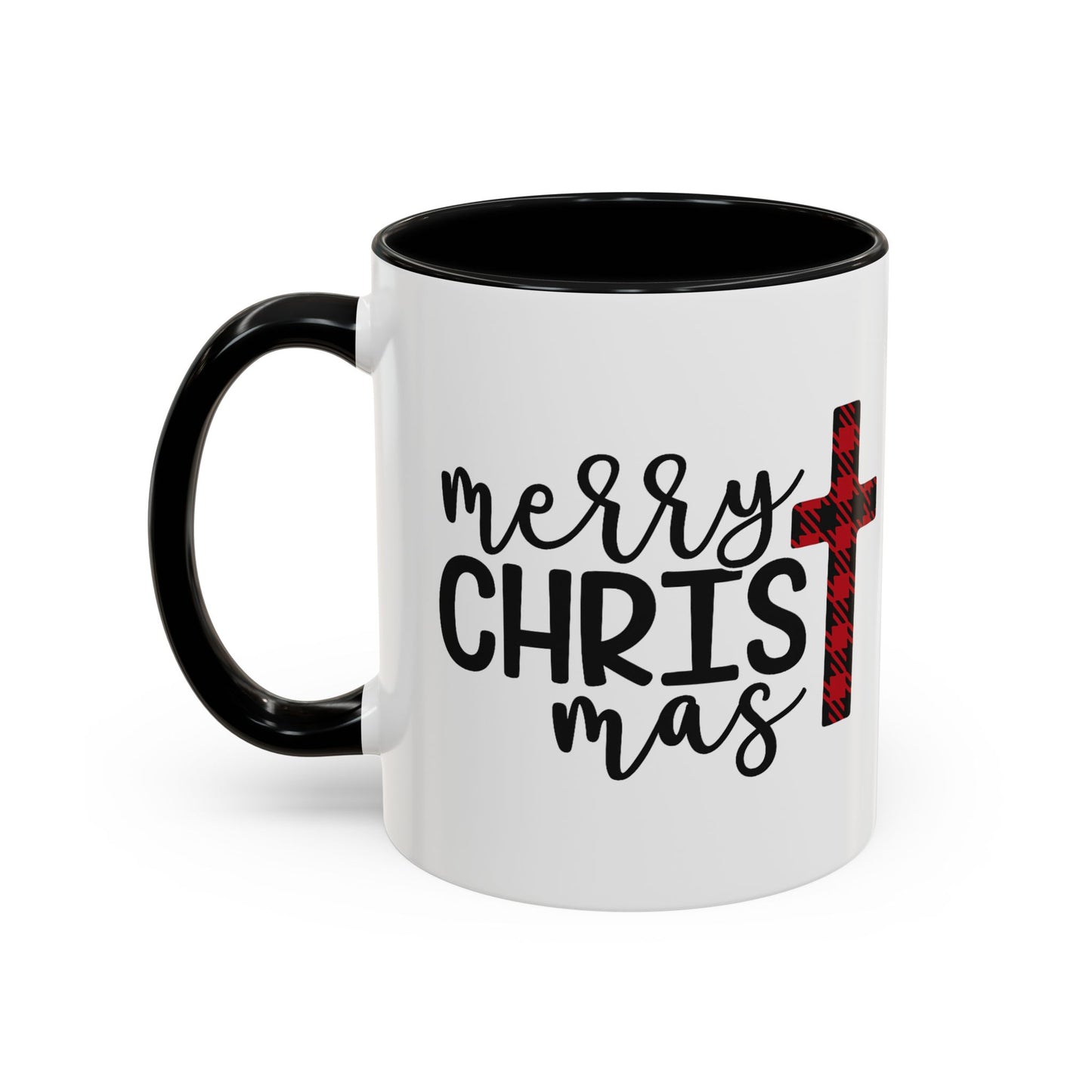 Merry Christmas Plaid Cross Accent Coffee Mug Christmas Gift