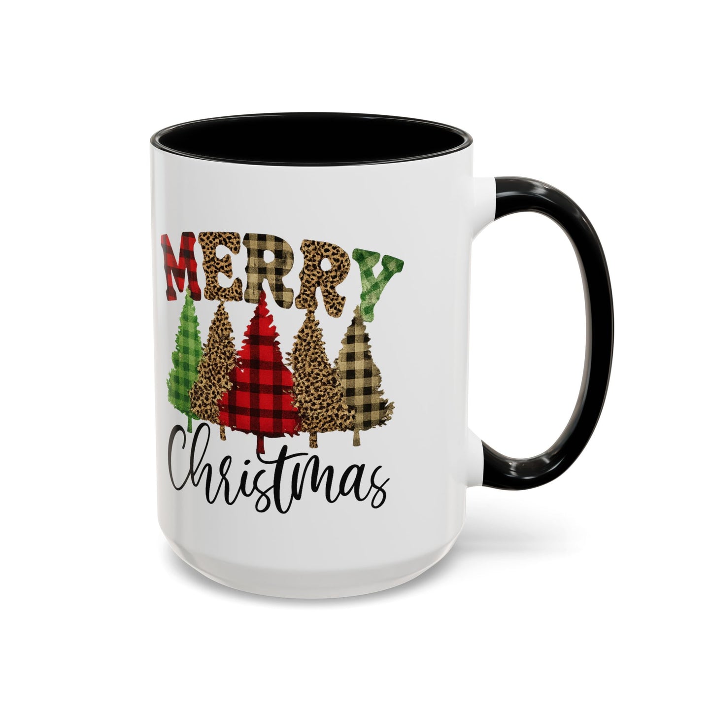 Merry Christmas Plaid Trees Accent Coffee Mug Christmas Gift