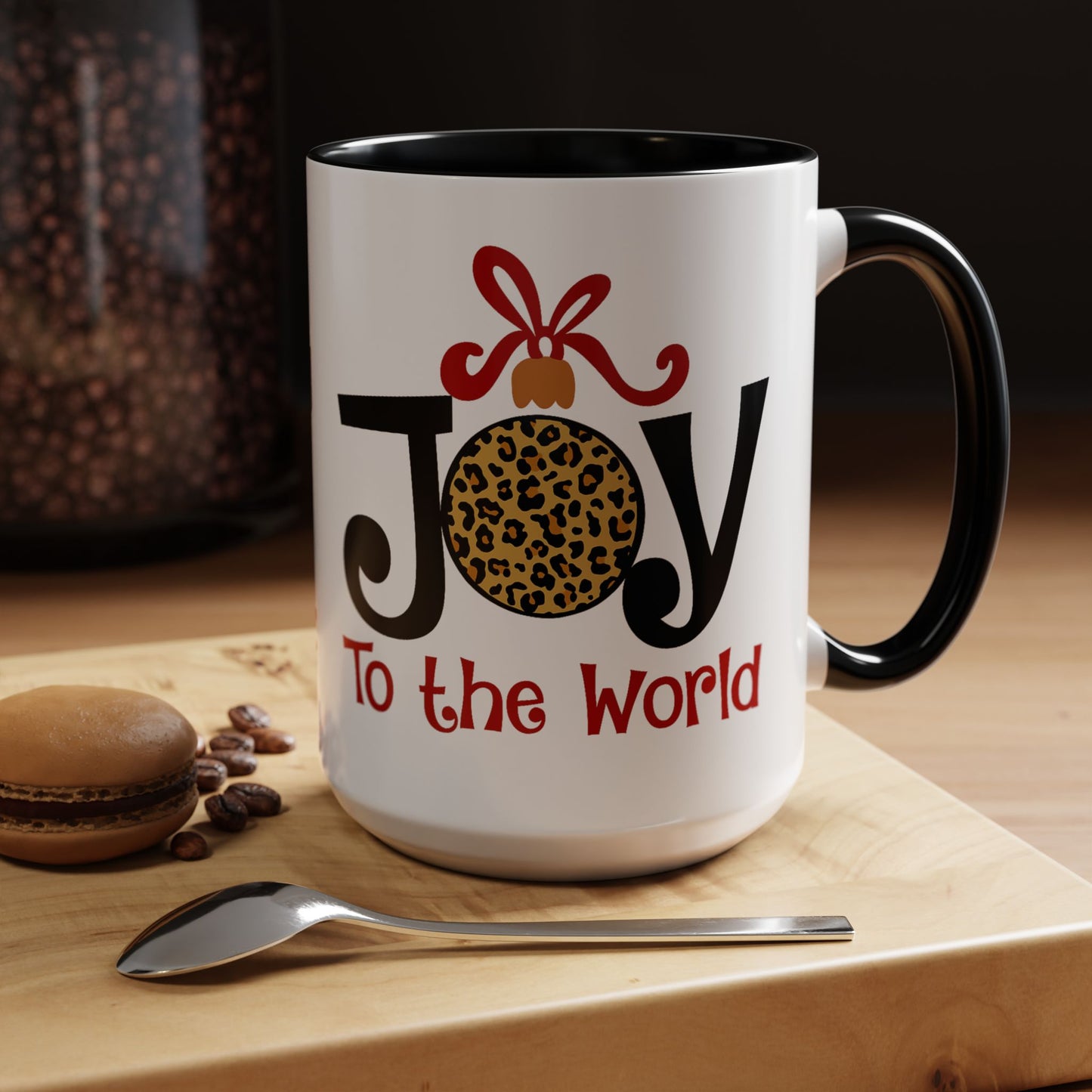 Joy to the World Leopard Ornament Coffee Mug Christmas Gift