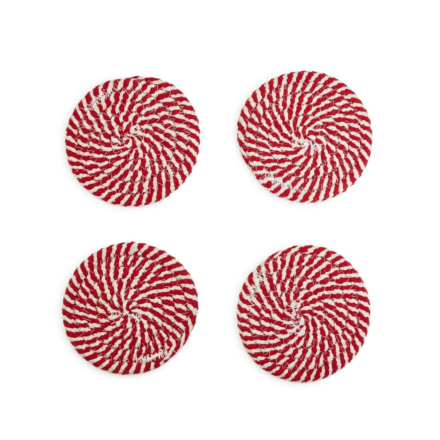 Candy Cane Braided Spiral Coasters Set