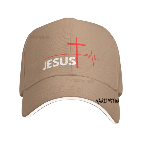 Jesus Saves Heart Rhythm Cross Print Visor Brim Baseball Cap