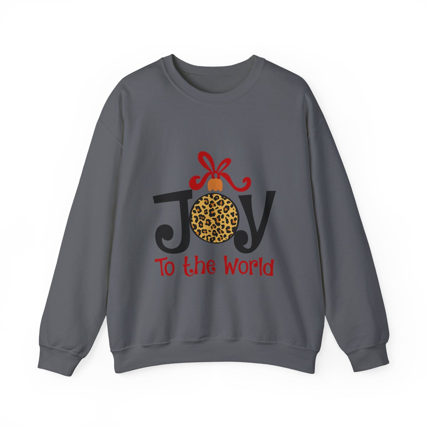 Joy to the World Leopard Print Ornament Unisex Crewneck Sweatshirt Christmas Gift