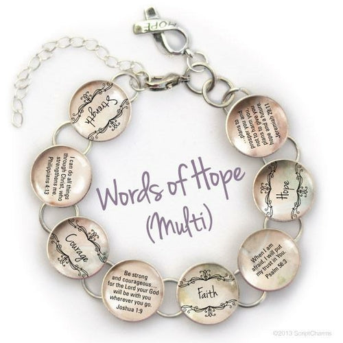 Words of Hope & Scriptures Women's Glass Charm Bracelet