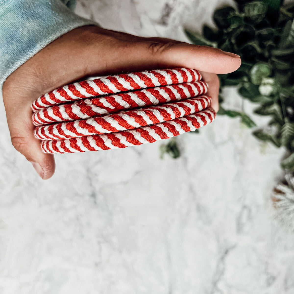 Candy Cane Braided Spiral Coasters Set