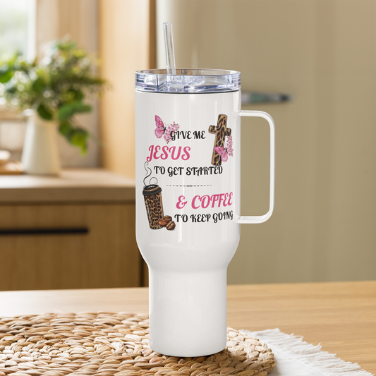 Jesus & Coffee Christian Coffee Travel Mug Gift - White 25oz or 40oz
