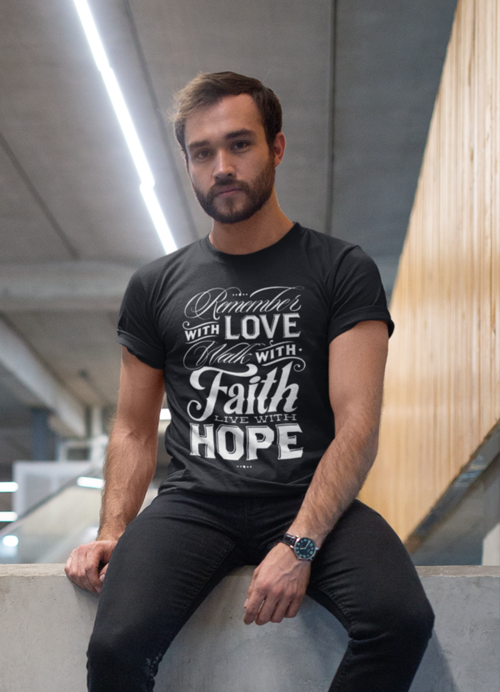 Love Faith Hope Men's Black T-Shirt