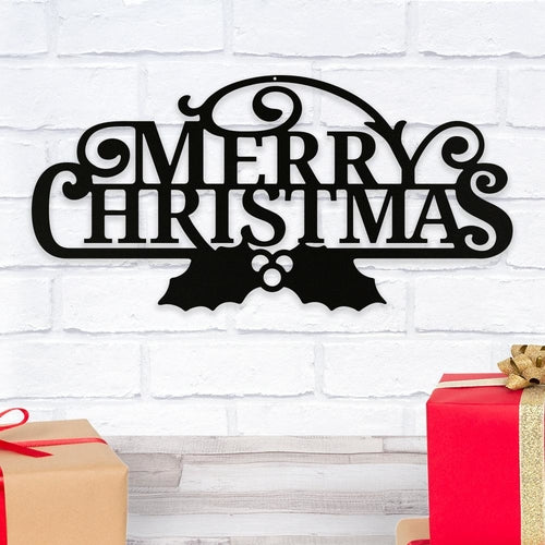 Merry Christmas Black Steel Wall Art