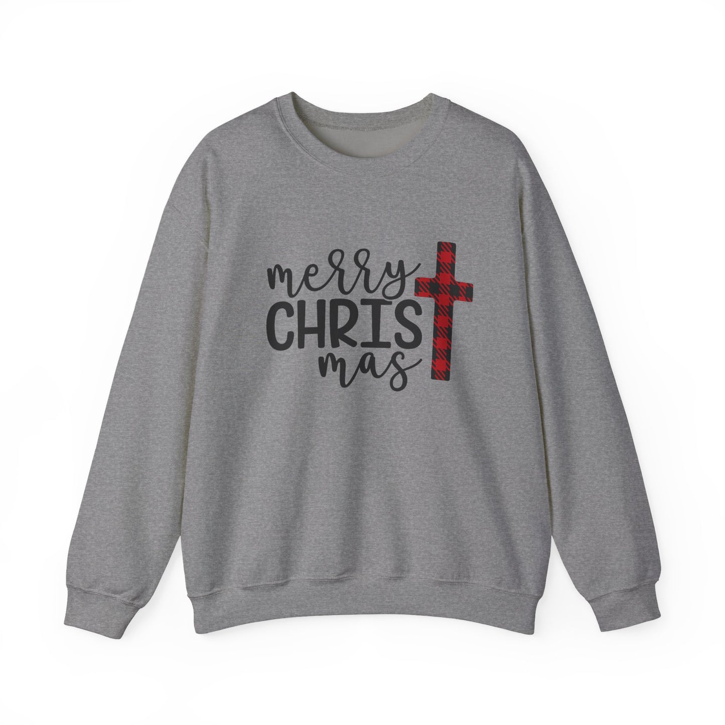 Merry Christmas Plaid Cross Unisex Crewneck Sweatshirt in 3 colors size s-2xl