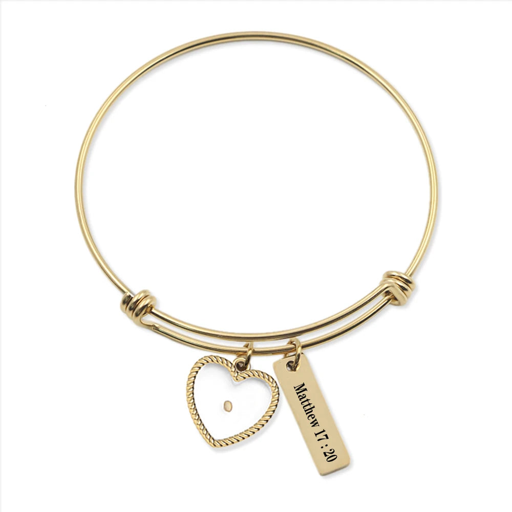 Mustard Seed Matthew 17:20 Pendant Christian Bible Verse Bracelet Gift - Faith As Small As A Mustard Seed