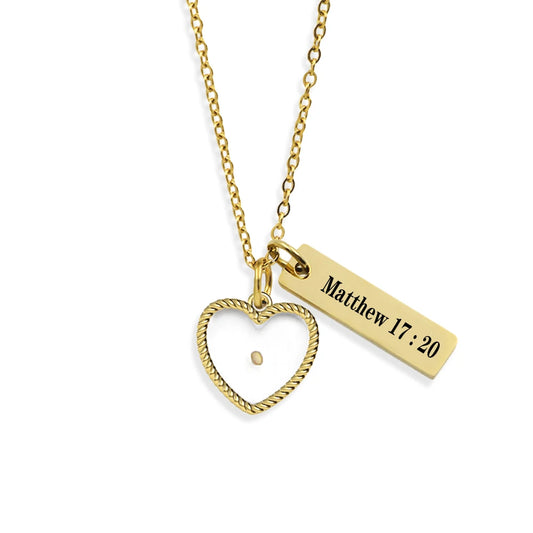 Mustard Seed Matthew 17:20 Pendant Christian Bible Verse Necklace Gift - Faith As Small As A Mustard Seed