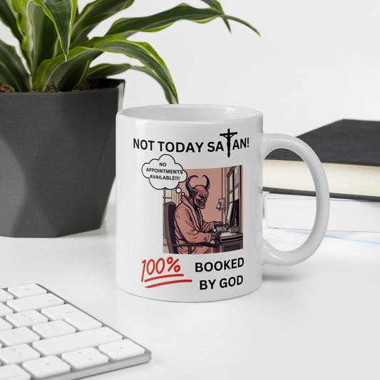 Not Today Satan Christian Humor Coffee Mug Gift - 11oz in White