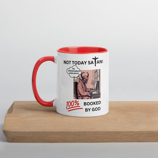 Not Today Satan Christian Humor Coffee Mug Gift - 11oz in White - Accent in Red or Black