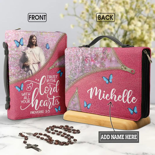 Personalized Name Bible Verse Bible Cover Carrying Case/Bag Gift - Proverbs 3:5 Trust in the Lord/Multiple Designs
