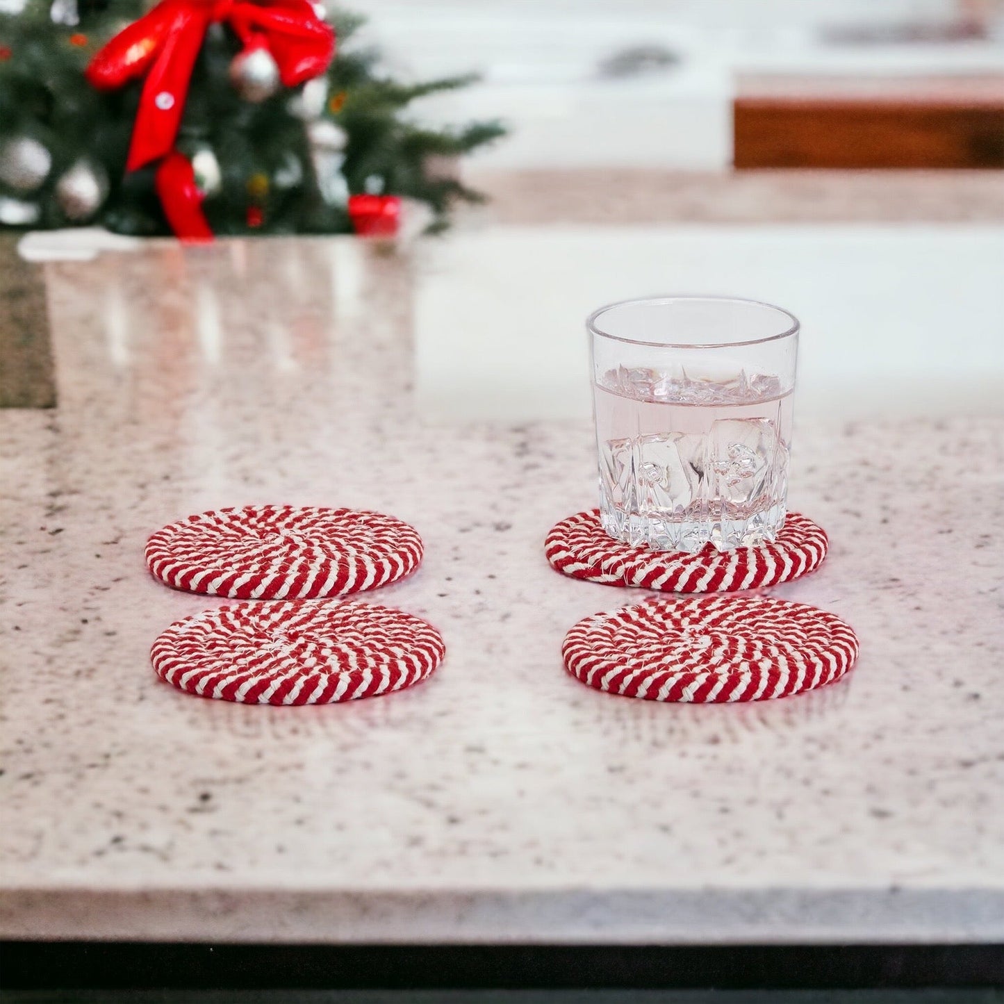 Candy Cane Braided Spiral Coasters Set