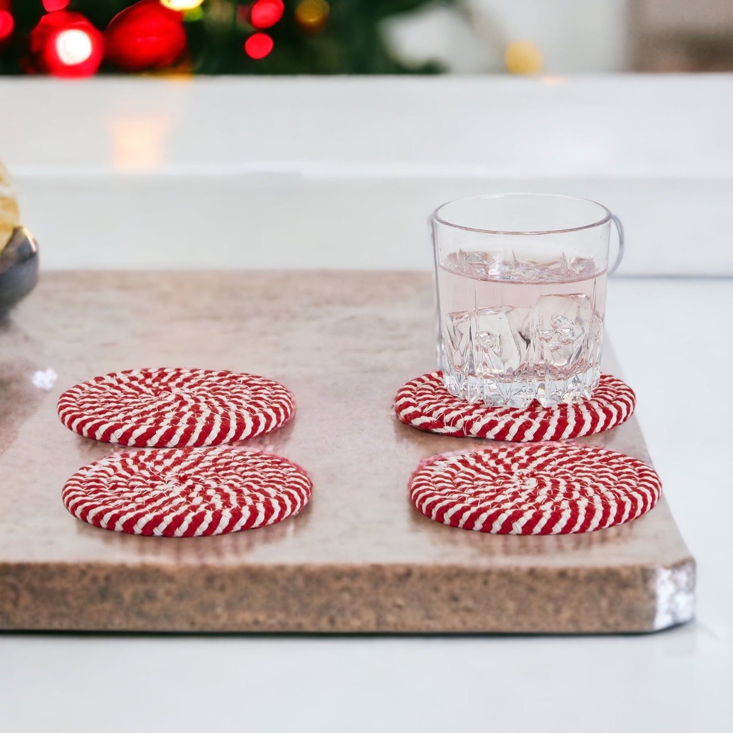 Candy Cane Braided Spiral Coasters Set