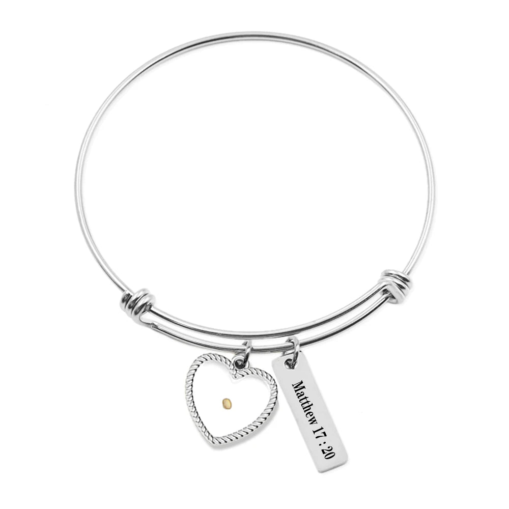 Mustard Seed Matthew 17:20 Pendant Christian Bible Verse Bracelet Gift - Faith As Small As A Mustard Seed
