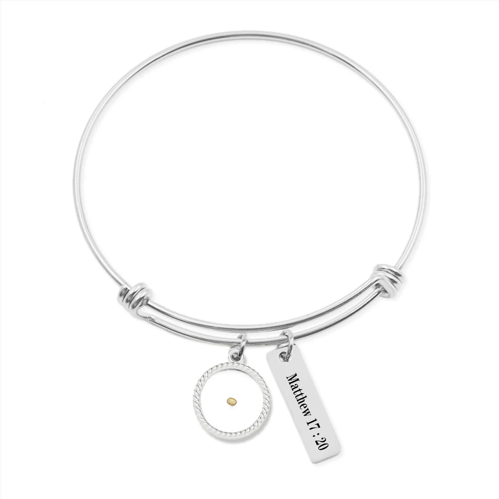 Mustard Seed Matthew 17:20 Pendant Christian Bible Verse Bracelet Gift - Faith As Small As A Mustard Seed
