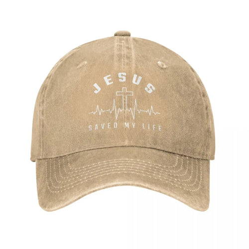 Jesus Saved My Life Cross Heart Rhythm Print Baseball Cap