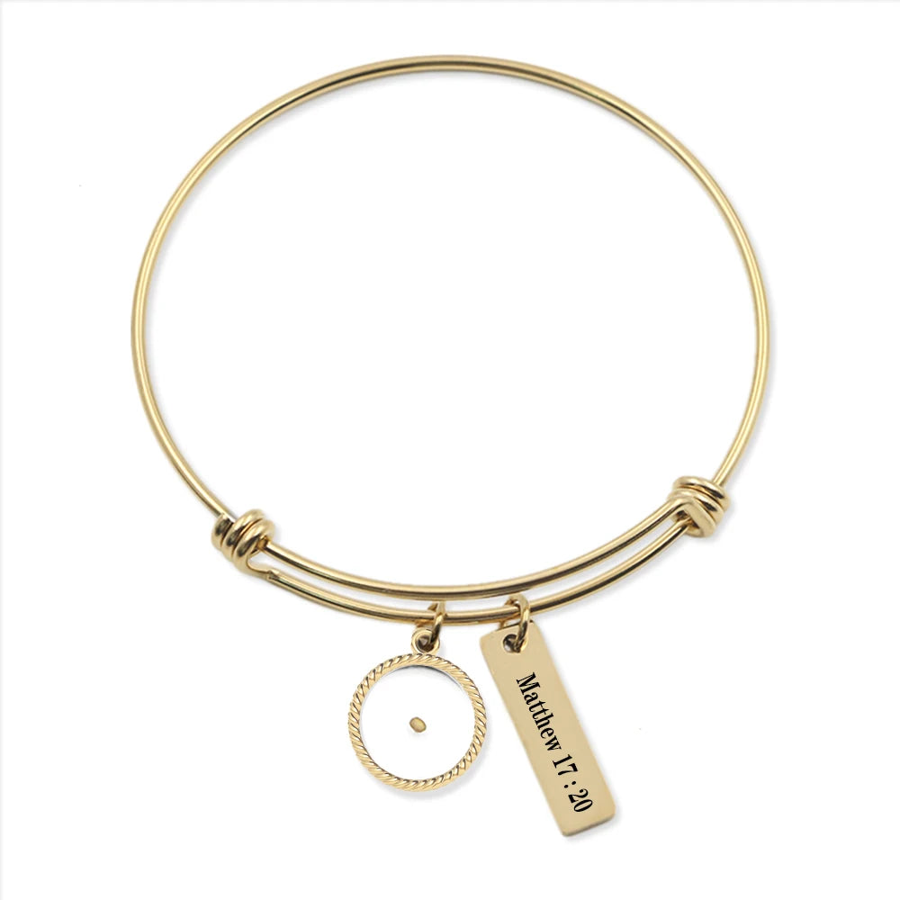 Mustard Seed Matthew 17:20 Pendant Christian Bible Verse Bracelet Gift - Faith As Small As A Mustard Seed