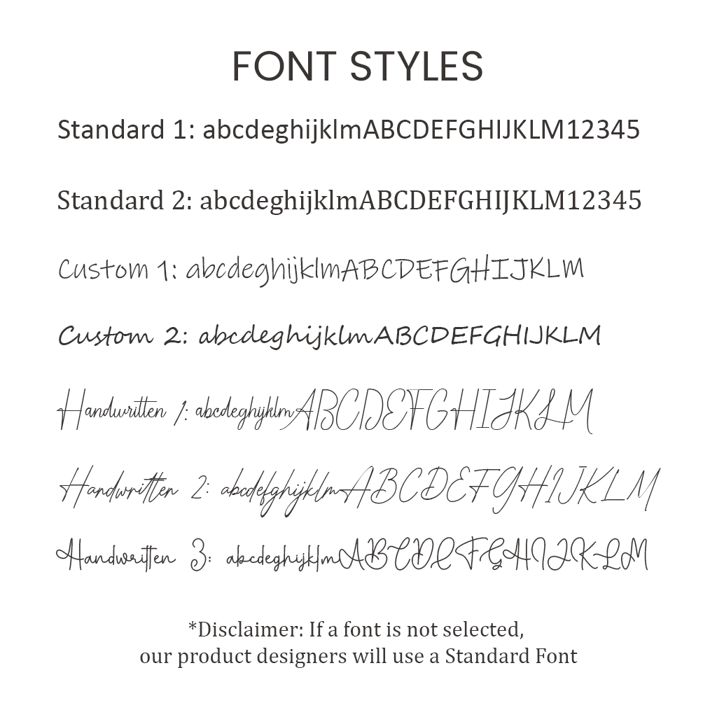 Engraving Font Selections