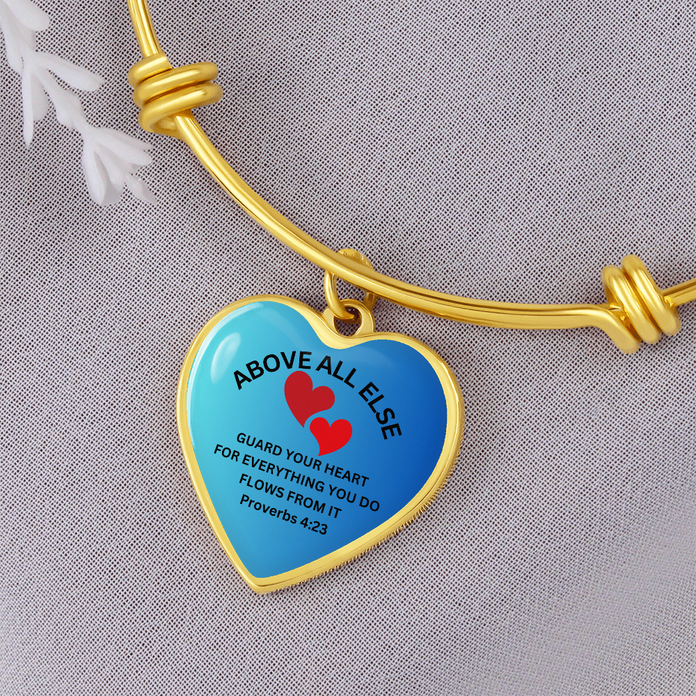 Personalized Engraved Bible Verse Heart Pendant Christian Keychain Gift - Above All Else Proverbs 4:23