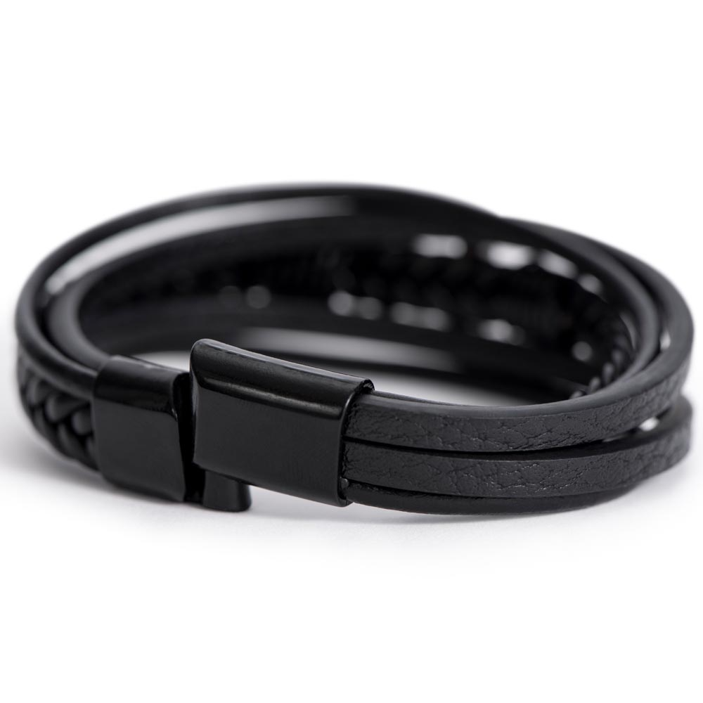 Horizontal Cross Vegan Leather Christian Bracelet Gift