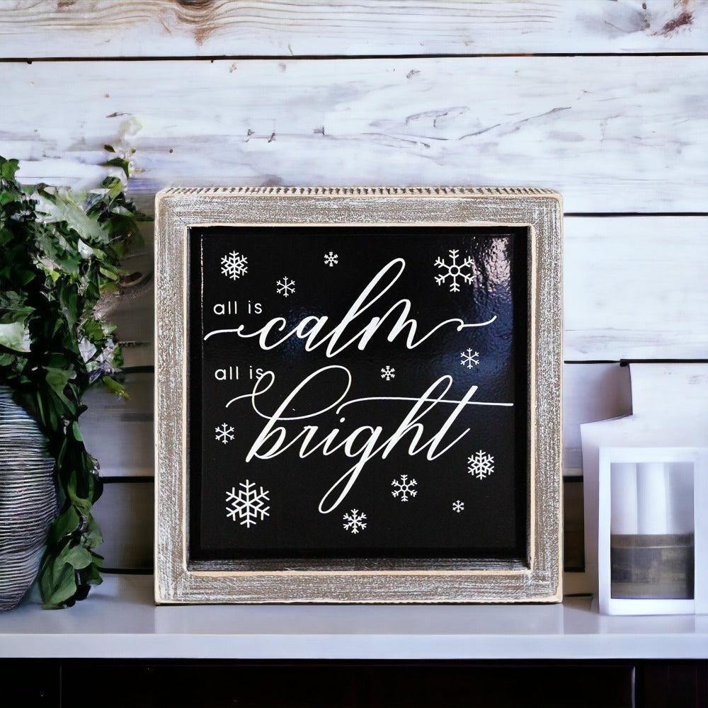 Calm & Bright Christmas Decorative Sign