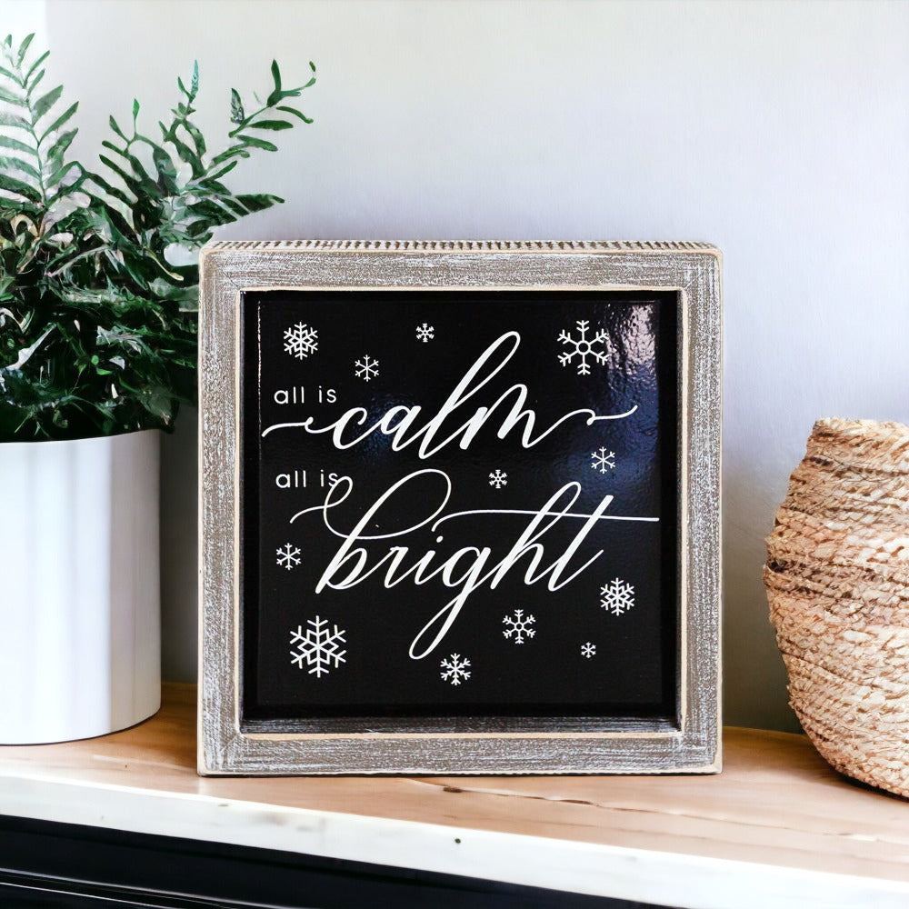 Calm & Bright Christmas Decorative Sign