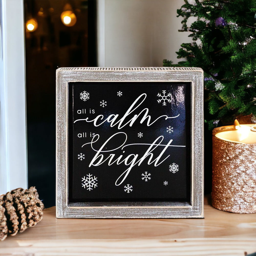 Calm & Bright Christmas Decorative Sign