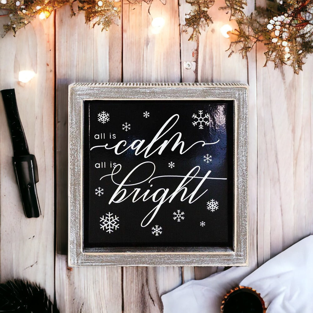 Calm & Bright Christmas Decorative Sign