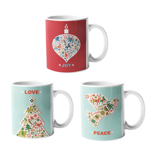 Joy Love Peace 3 Mug Christmas Gift Set