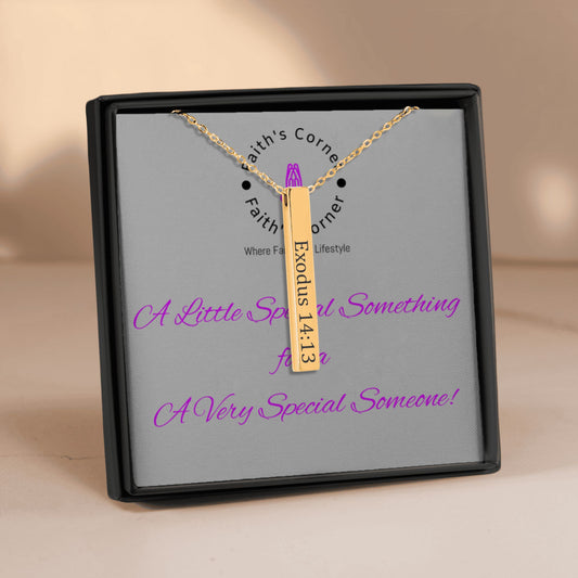 Personalized Engraved Bible Verse Vertical Bar Necklace