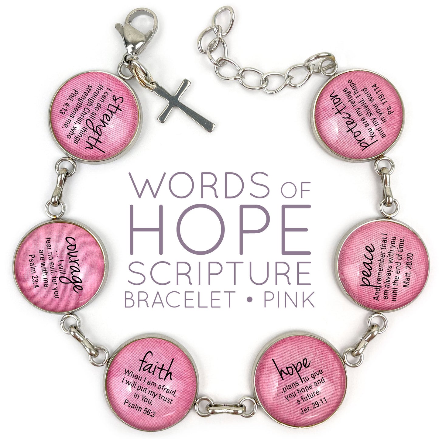 Words of Hope & Scriptures Women's Glass Charm Bracelet