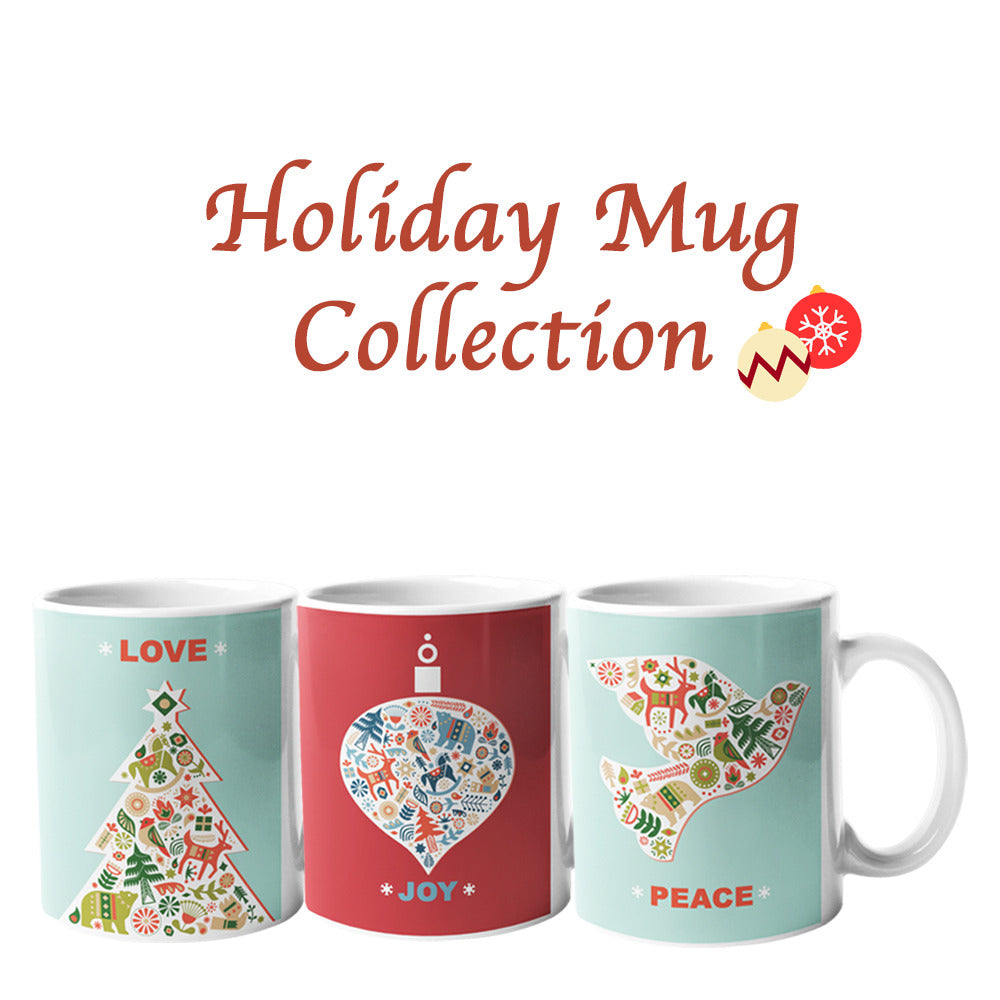 Joy, Love, Peace Christmas Coffee Mugs Gift Set