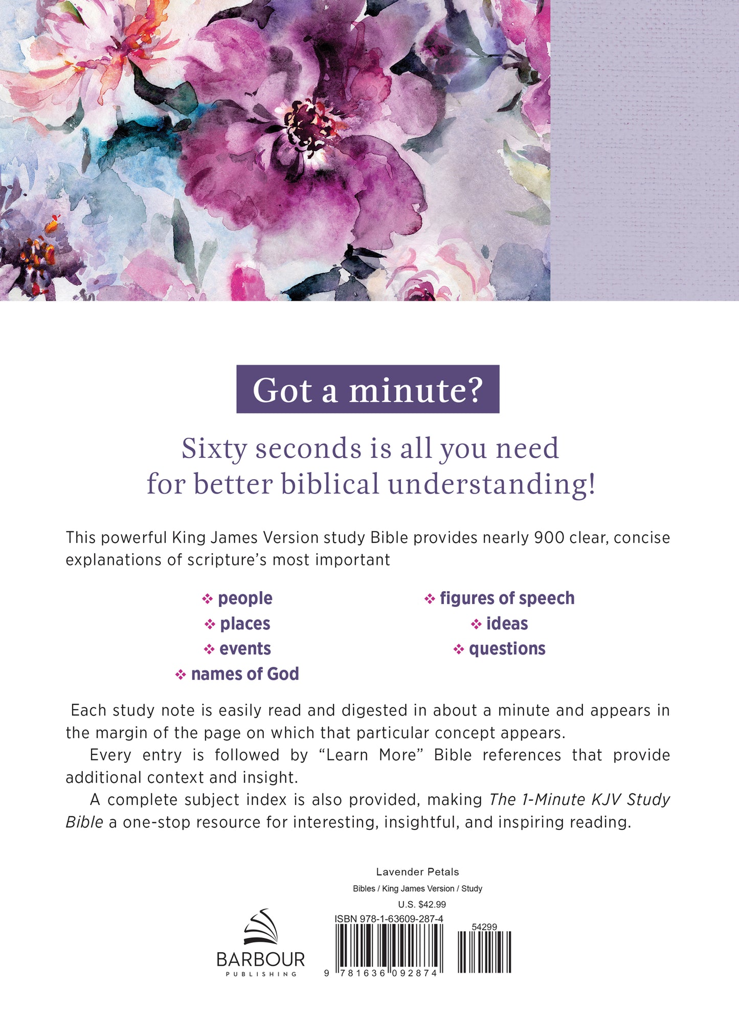 The 1-Minute KJV Study Bible - Lavender Petals