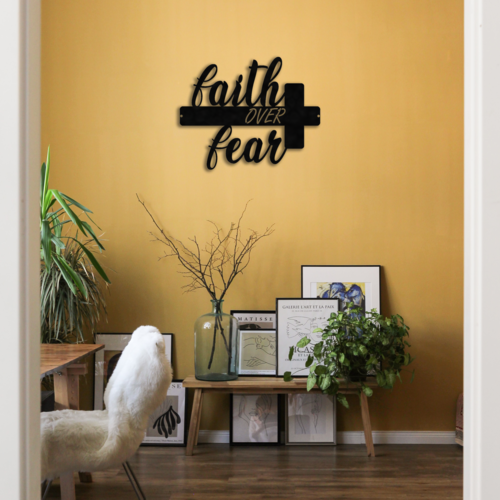 Faith Over Fear Cross Wall Art