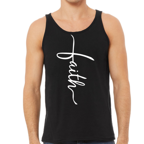 Faith Cross Mens Fitness Tank Top - White Print