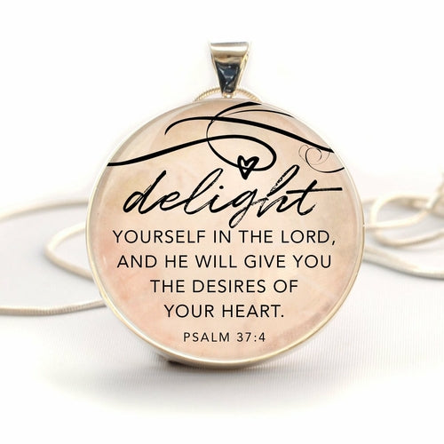 Scripture Verses Large Glass Pendant Necklaces - 2 sizes, 2 verses