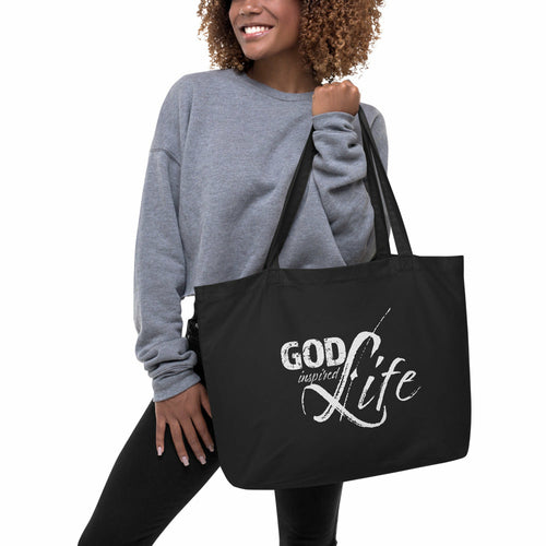 God Inspired Life Large Canvas Tote Bag