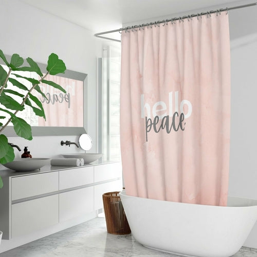 hello peace Peach Marble Quick-Drying Fabric Shower Curtain