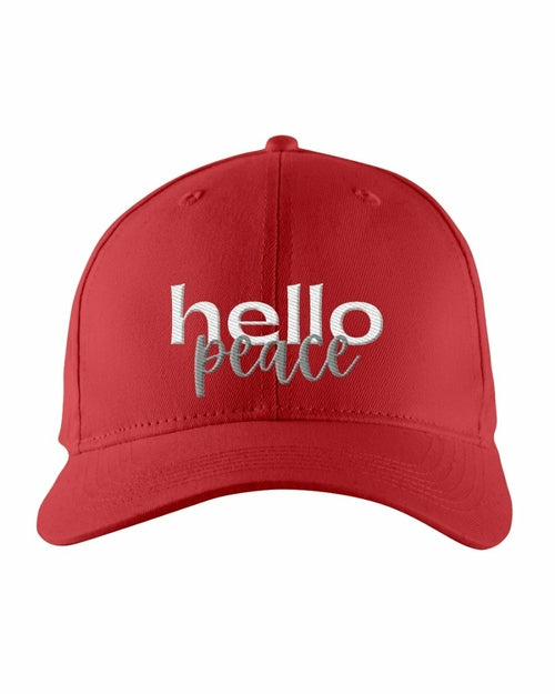 Hello Peace Snapback Embroidered Baseball Hat - White Text, Light